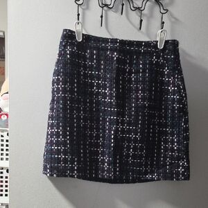 LOFT Black and White Textured Mini Skirt